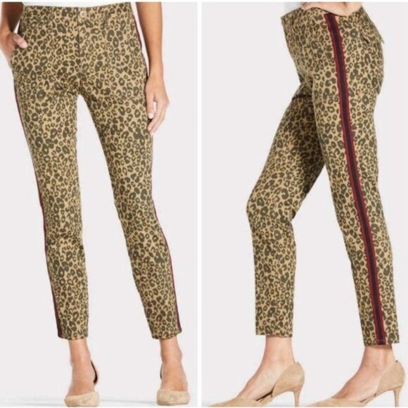 Sanctuary Pant Women 27 Leopard Print Standard Surplus Side Tuxedo Stripe Skinny - Picture 1 of 13